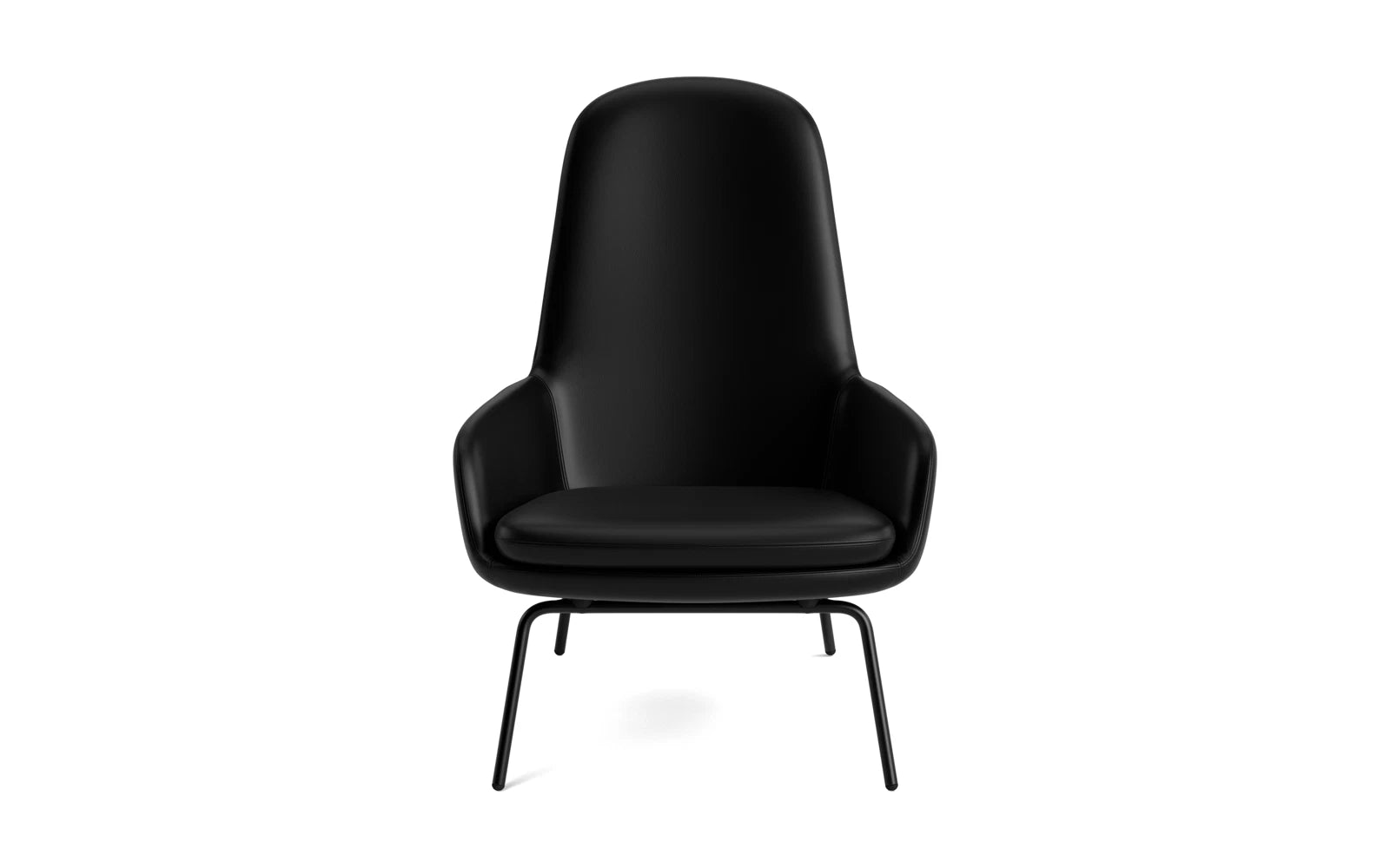 Eleganter Era Lounge-Sessel mit hohem Rücken aus robustem schwarzem Stahl, perfekt für stilvolle Akzente und gemütliche Auszeiten.