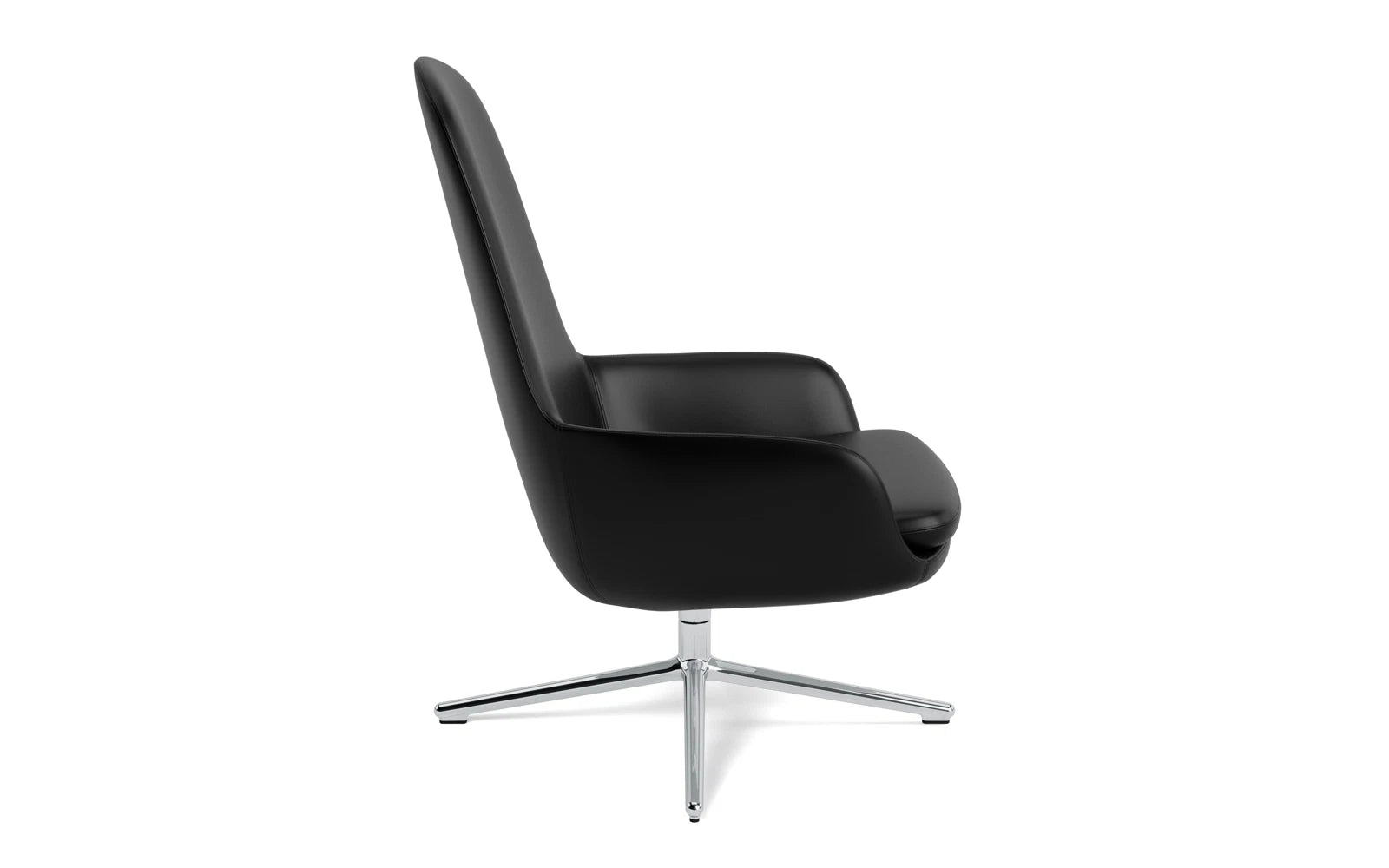Eleganter Era Lounge-Sessel hoch mit drehbarem Aluminiumgestell, ideal für stilvolle Entspannung und modernes Wohndesign.