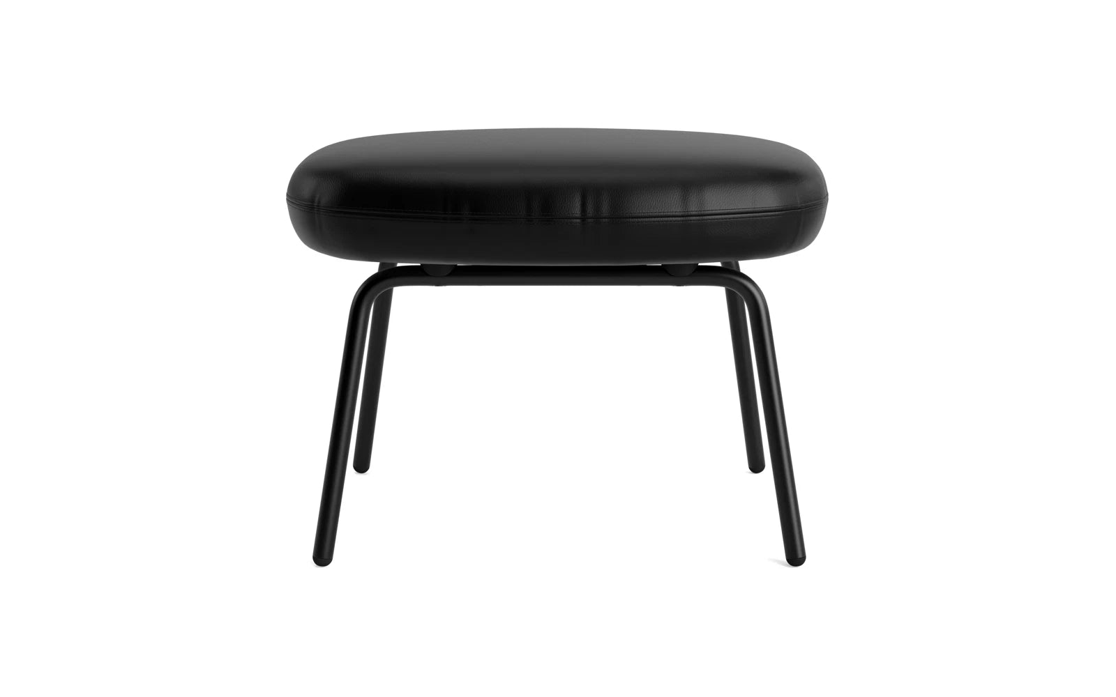 Der Era Fusshocker in schwarzem Stahl von Normann Copenhagen vereint modernes Design und Funktionalität – ideal für stilvolle Innenräume.