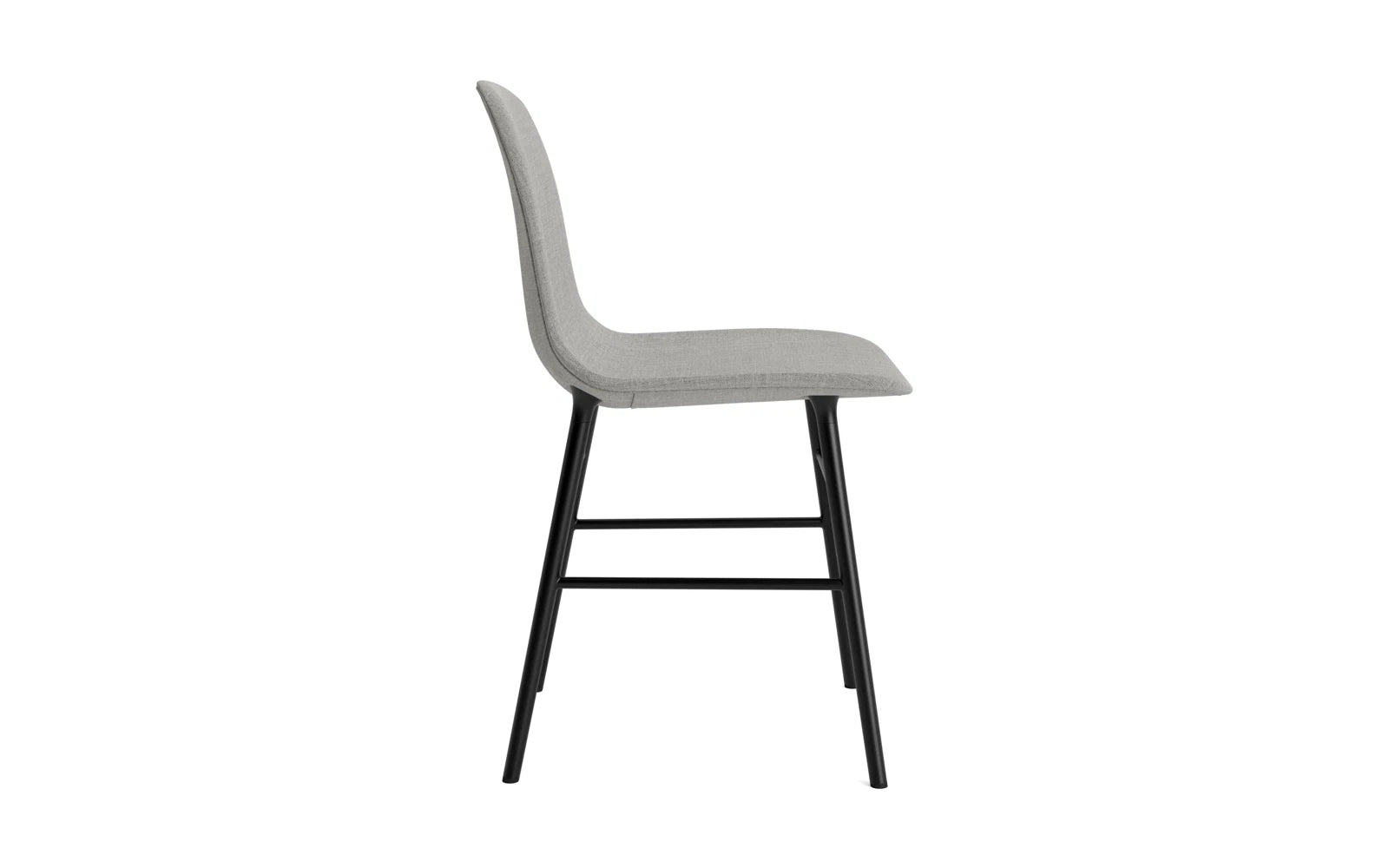 Eleganter gepolsterter Schalenstuhl in Schwarz, aus robustem Stahl, ideal für stilvolle Wohn- und Arbeitsräume.