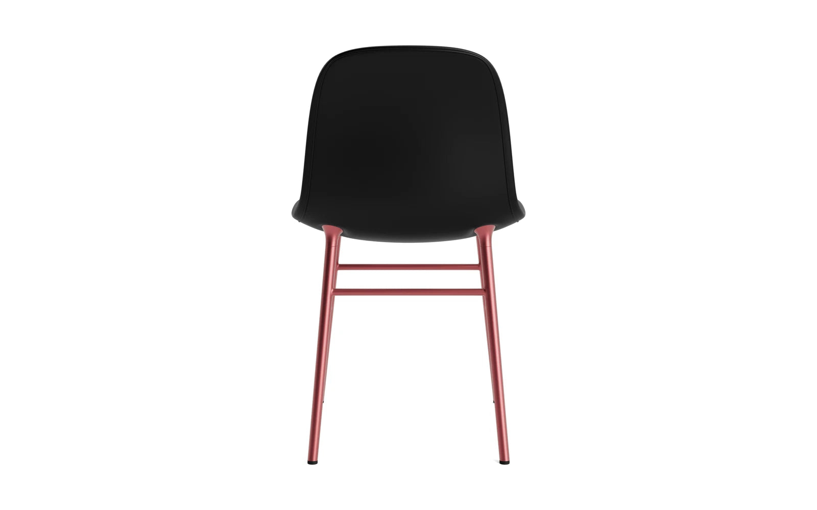 Eleganter Form Stuhl in leuchtendem Rot, gepolstert für Komfort und mit stabilem Stahlgestell – ideal für stilvolle Wohnräume.