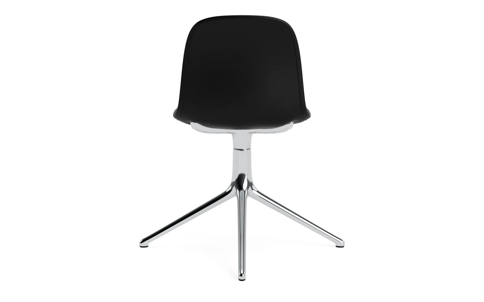 Eleganter Form Drehstuhl 4L aus robustem schwarzem Aluminium, ausgestattet mit einem bequemen Vollpolster für stilvolles Sitzen.