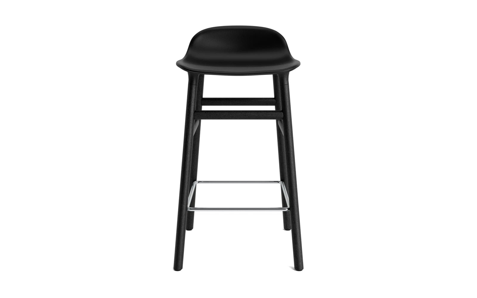 Stylischer gepolsterter Barstuhl in 65 cm Höhe aus schwarzem Eiche Ultra Leder, perfekt für zeitgemäße Wohn- und Gastronomiekonzepte.