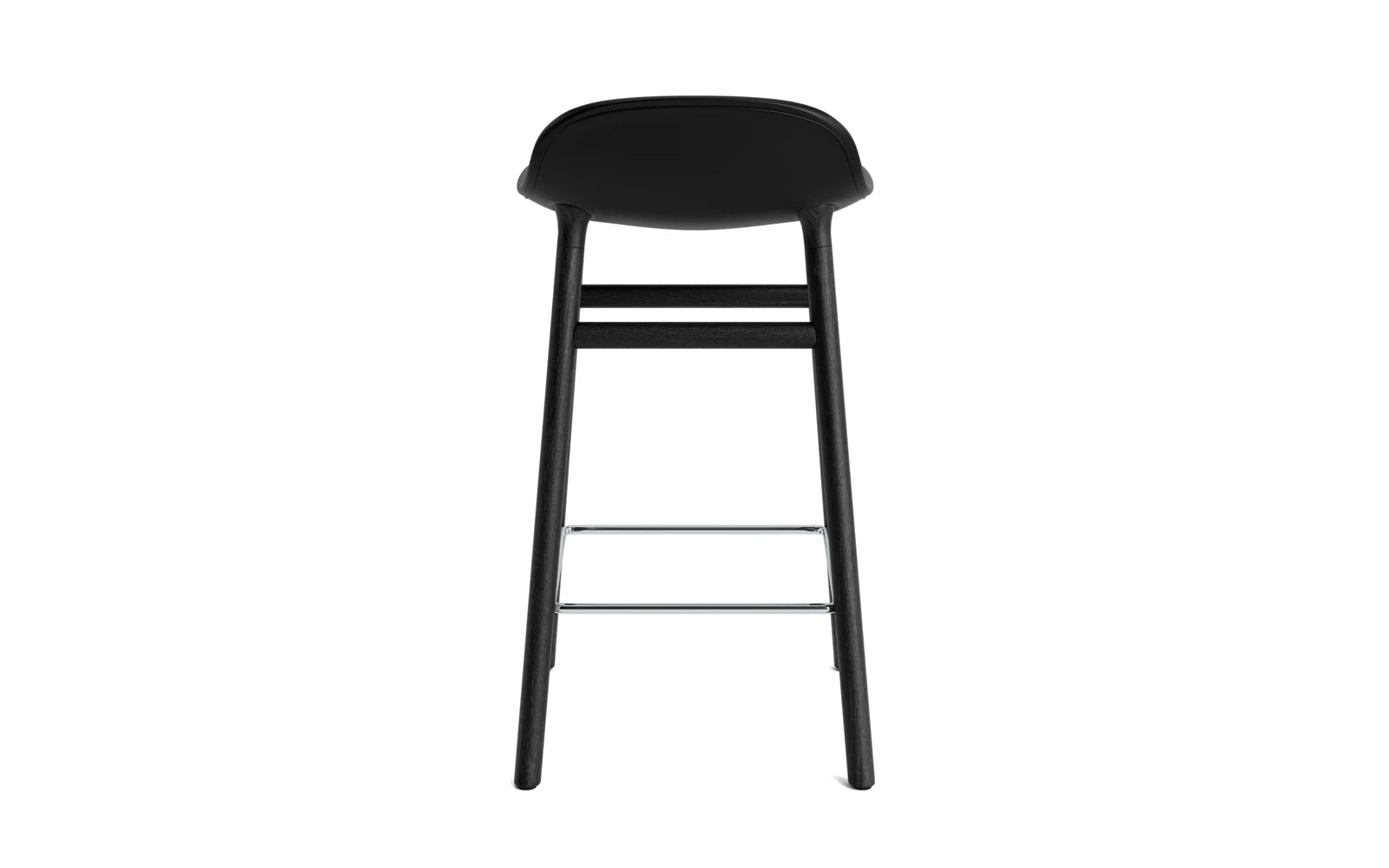 Stylischer Barstuhl mit 65 cm Höhe, gepolstert in hochwertigem schwarzem Eiche Ultra Leder, perfekt für zeitgemäße Wohn- und Gastronomiekonzepte.