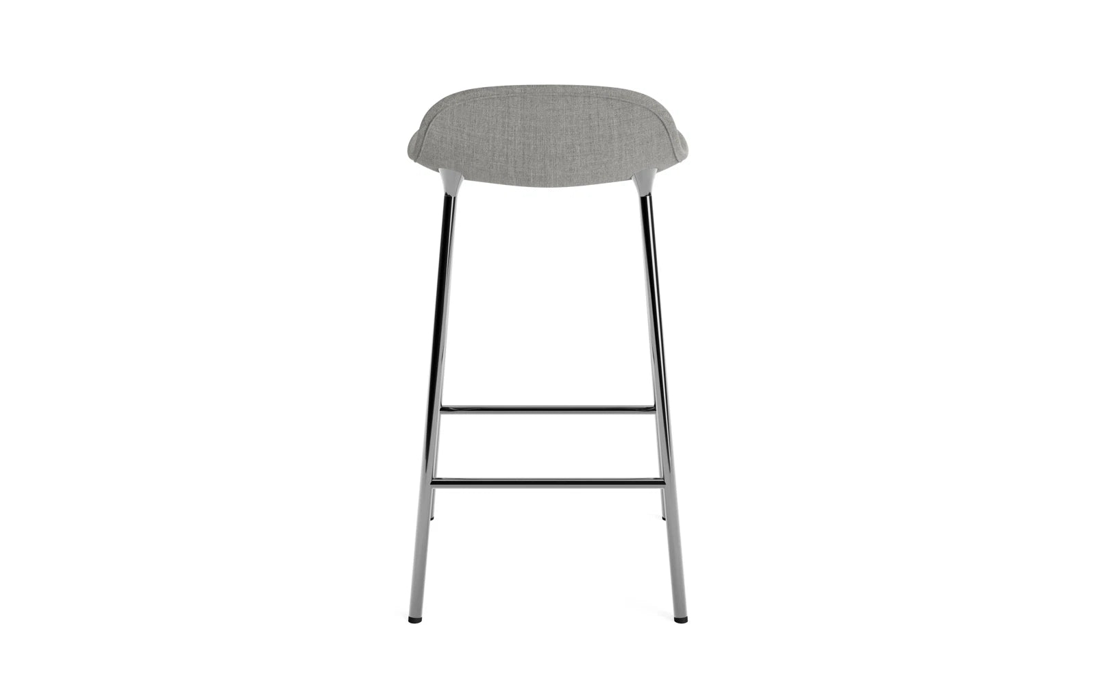 Moderner gepolsterter Barstuhl in 65 cm Höhe mit schickem Chromgestell, ideal für trendige Küchen und Bars.