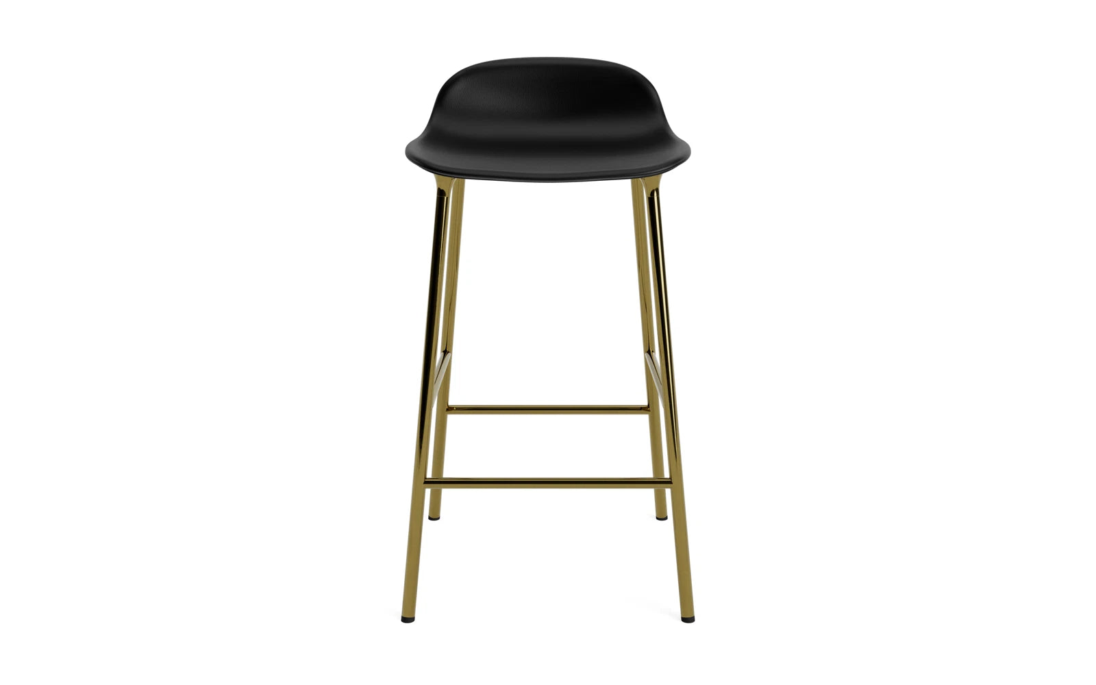 Eleganter Form Barstuhl mit 65 cm Höhe, gepolstert in hochwertigem Messing Ultra, perfekt für zeitgemäße Wohnräume und Bars.