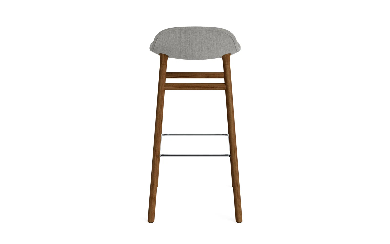 Moderner Form Barstuhl 75 cm in Walnuss mit luxuriöser Polsterung. Perfekt für jede Umgebung, vereint Stil und Funktionalität.