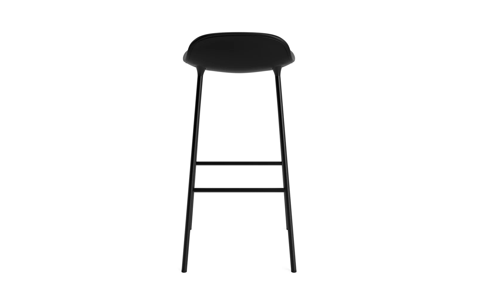 Stylischer gepolsterter Barstuhl in Schwarz, 75 cm hoch, aus langlebigem Stahl, perfekt für moderne Bars und stilvolle Essbereiche.
