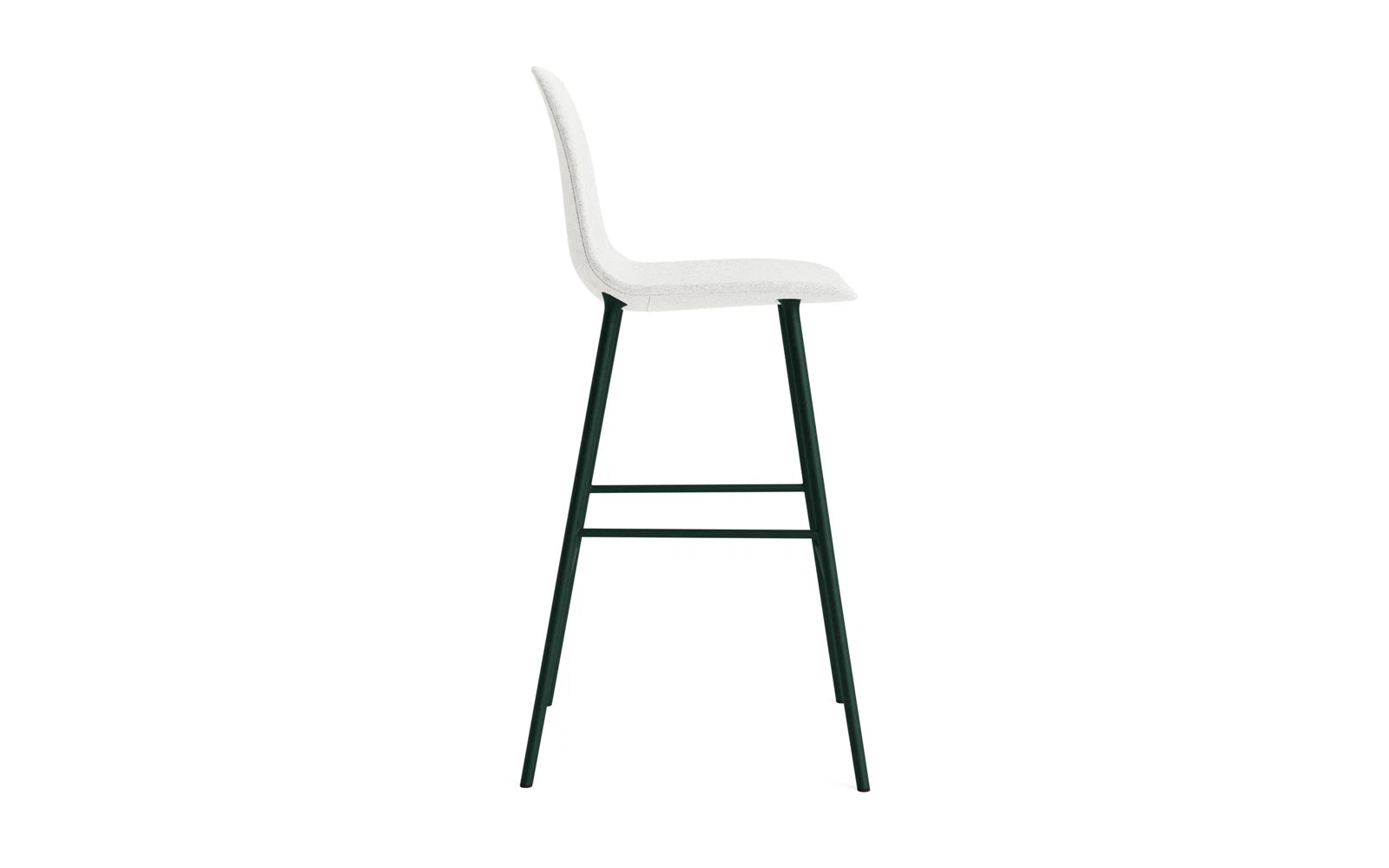 Eleganter Barstuhl mit 75 cm Sitzhöhe, gepolstert in grünem Hallingdal-Stoff und robustem Stahlgestell, ideal für stilvolle Einrichtungen.