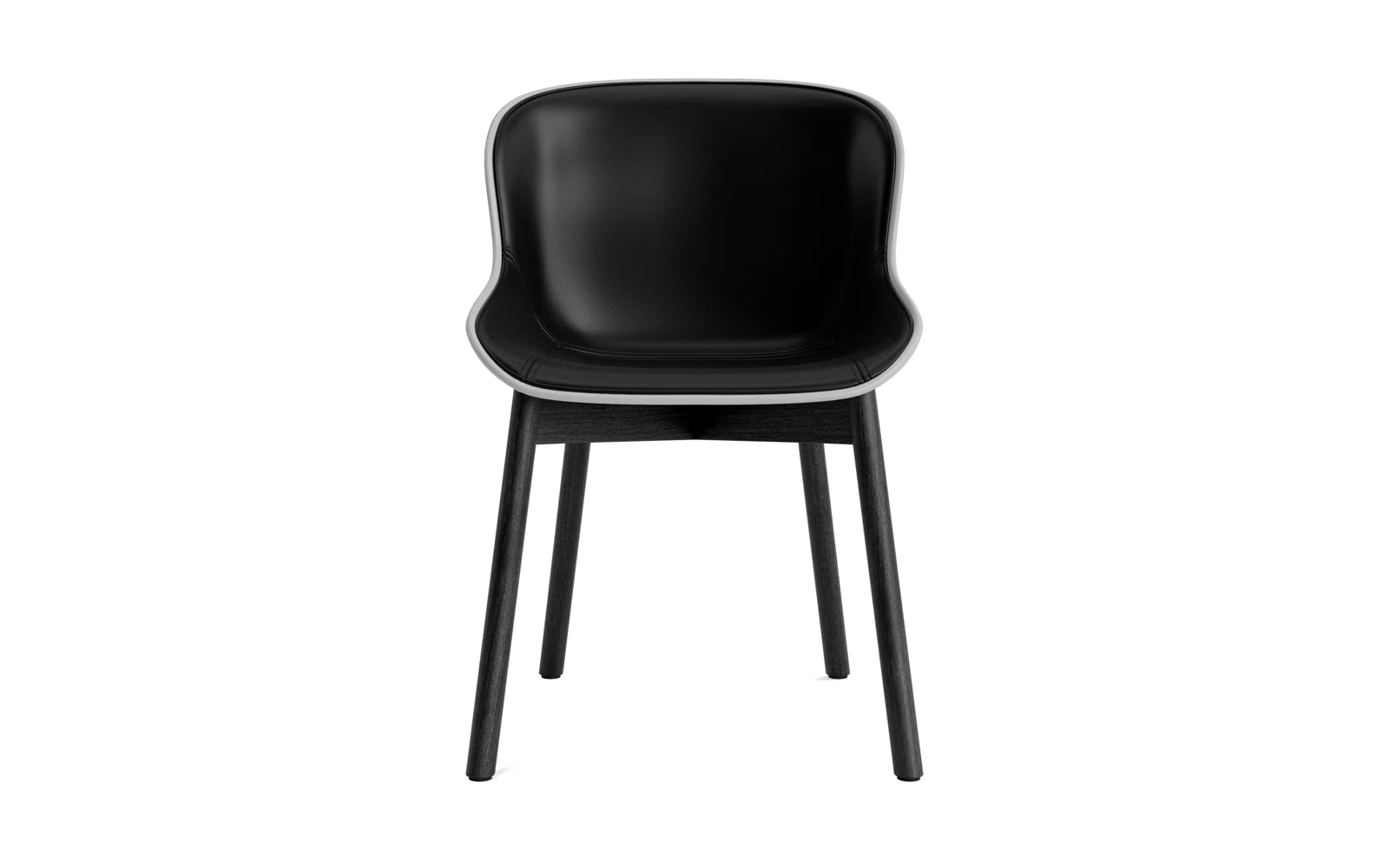 Erleben Sie den Hyg Stuhl von Normann Copenhagen: Ein skandinavisches Designhighlight aus schwarzer Eiche mit grauem Polster, das Komfort und Stil vereint.