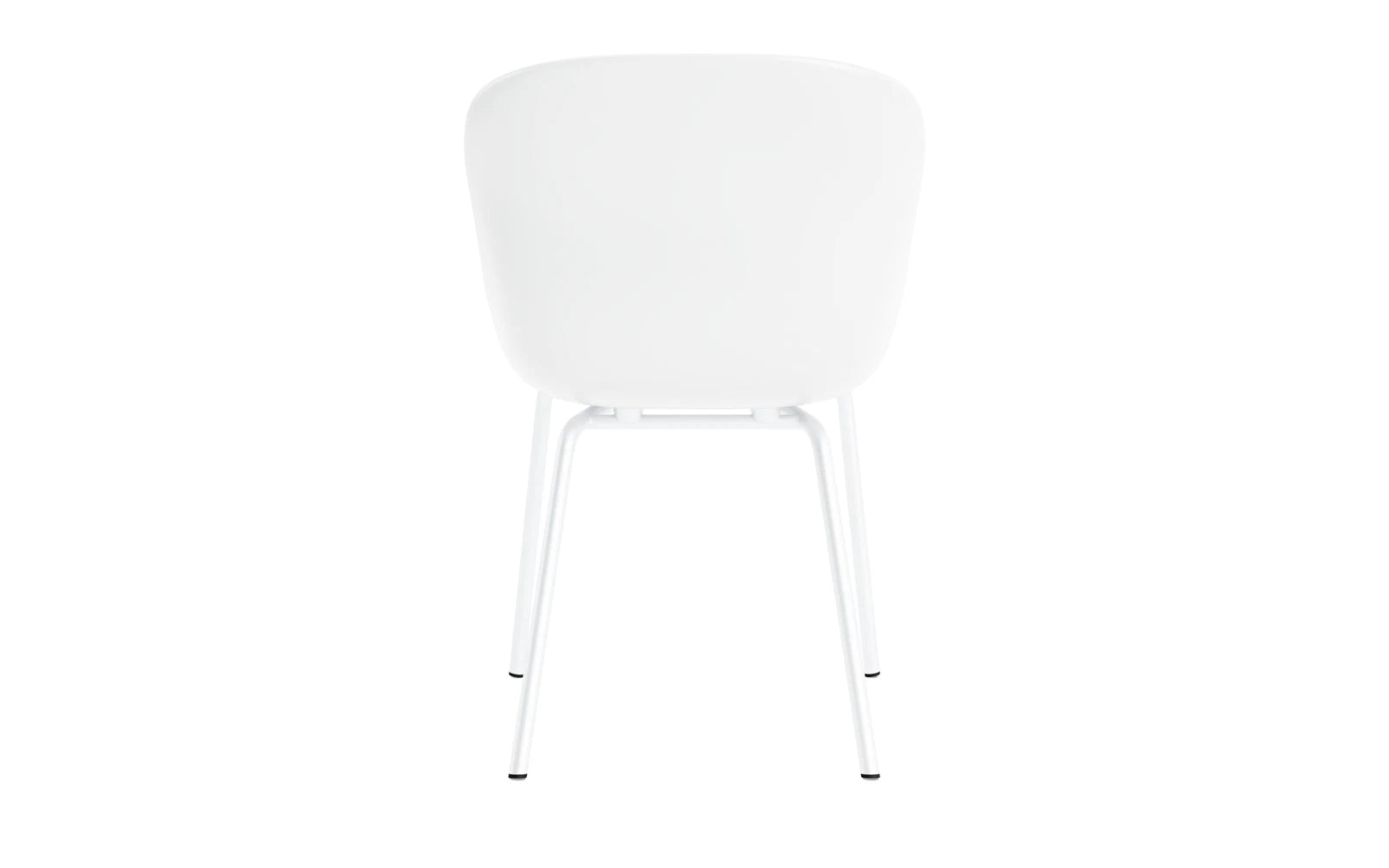 Eleganter Hyg Schalenstuhl von Normann Copenhagen, ausgestattet mit einem stilvollen weißen Ultra Leder-Frontpolster für ein modernes Ambiente.