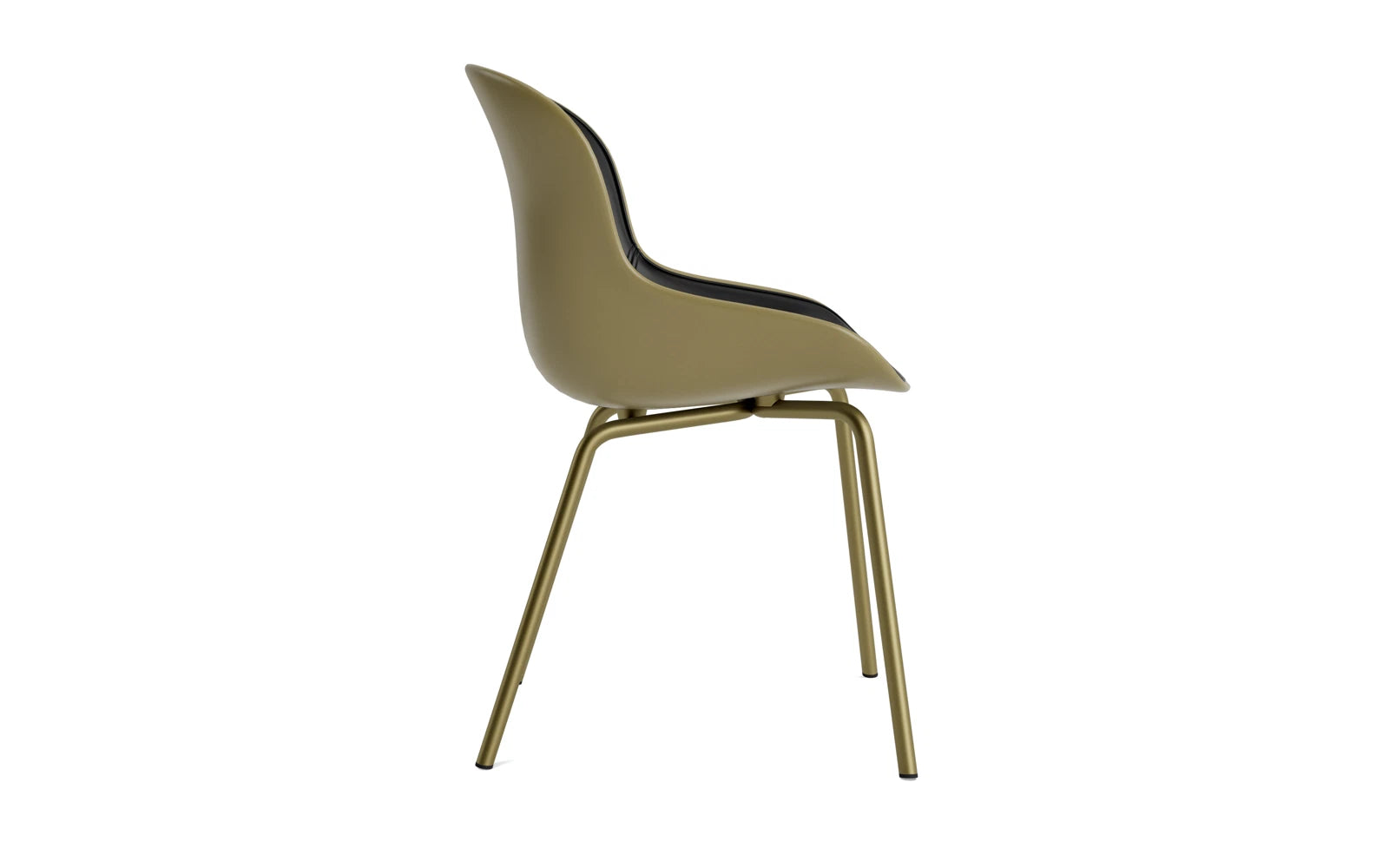 Eleganter Hyg Stuhl in Olivengrün mit komfortablem Frontpolster, aus robustem Stahl – ideal für modernes Wohndesign.