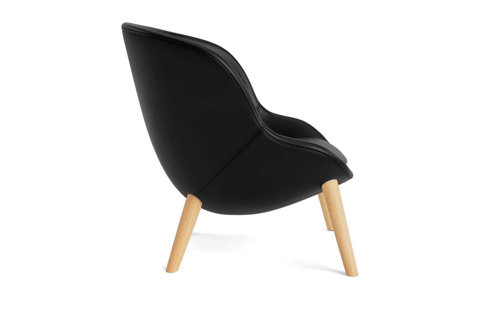 Niedriger Hyg Lounge-Sessel aus Eiche mit hochwertigem Ultra Leder, perfekt für modernes Wohndesign und gemütliche Entspannung.