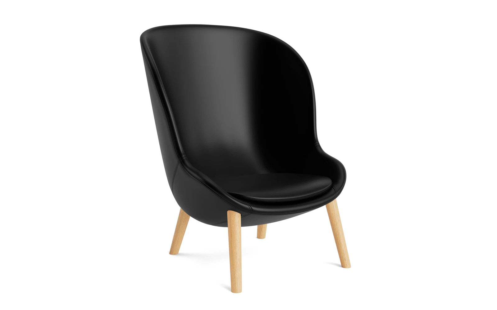 Eleganter Hyg Lounge-Sessel von Normann Copenhagen, gefertigt aus Eiche und hochwertigem Ultra Leder, ideal für stilvolle Entspannung.