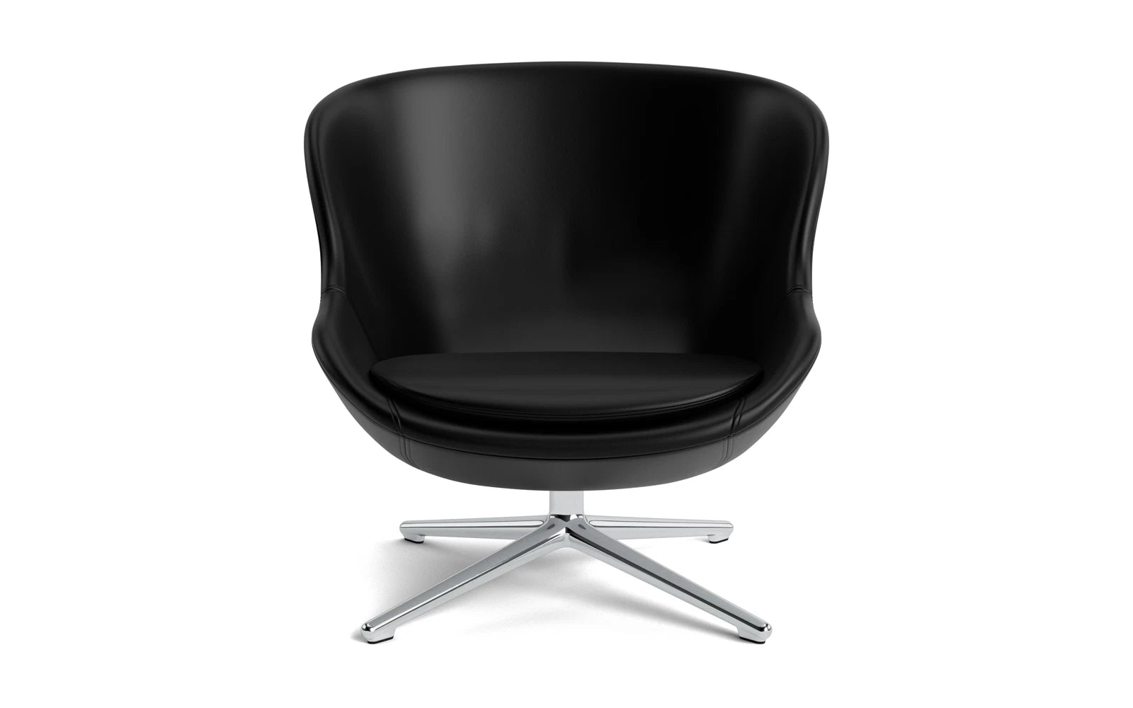 Moderner Hyg Lounge-Sessel mit niedrigem Profil und drehbarem Gestell aus Aluminium, bezogen mit luxuriösem Ultra Leder für stilvolles Entspannen.