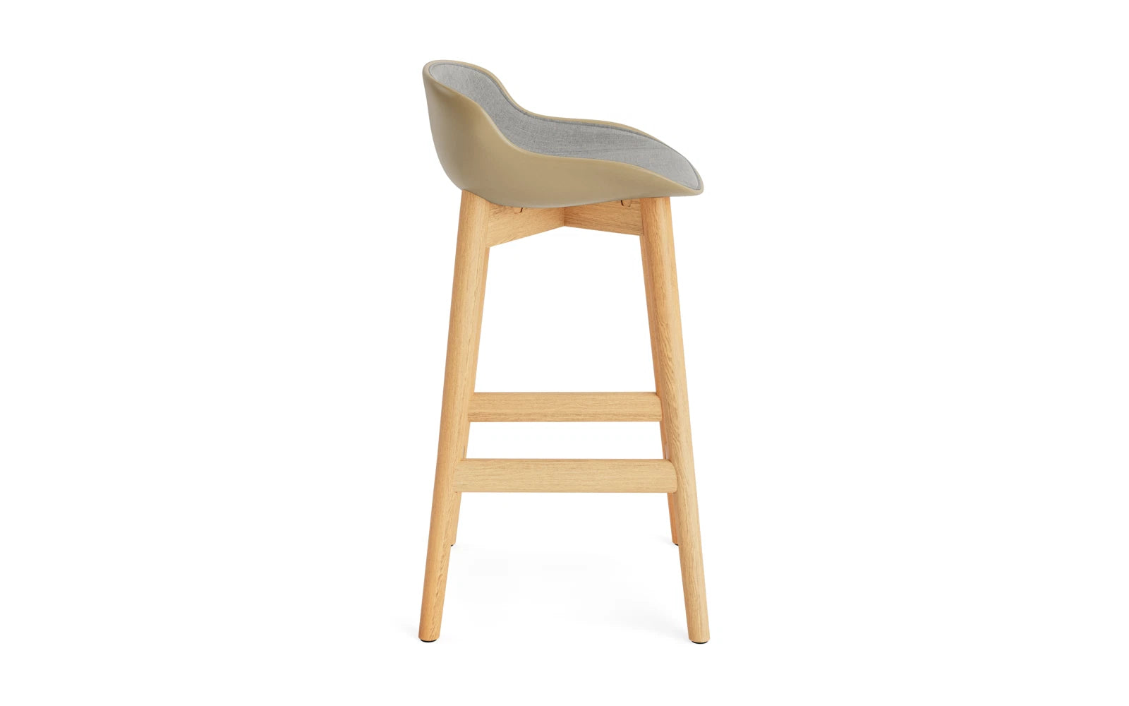 Eleganter Hyg Barhocker mit 65 cm Höhe, gepolstert in Eiche Sand/Remix, perfekt für stilvolle Küchen und Bars.