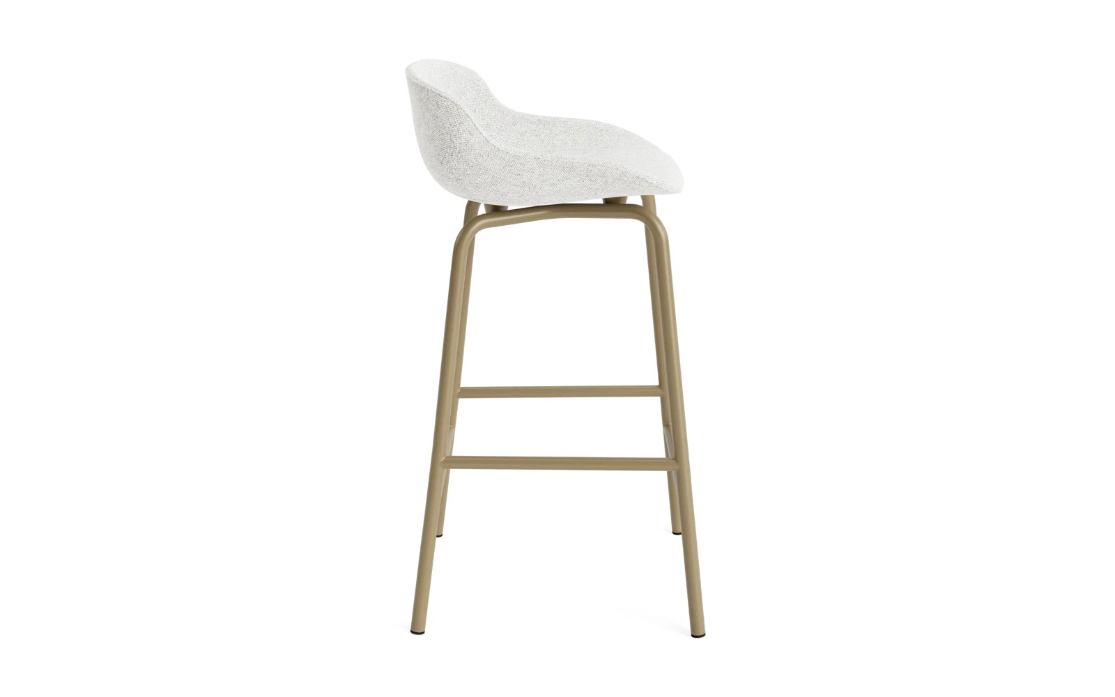 Stilvoller Hyg Barhocker in Sand, 65 cm hoch, mit weichem Vollpolster und stabiler Stahlkonstruktion – perfekt für zeitgemäße Einrichtung.