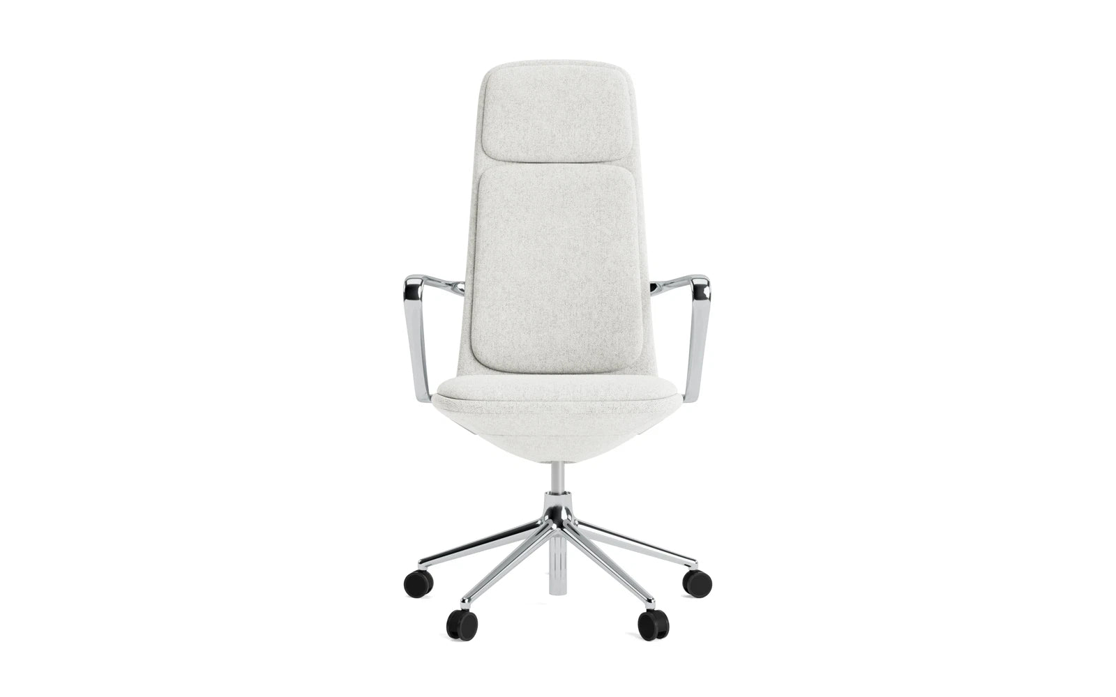 Entdecken Sie den Off Armchair von Normann Copenhagen: ein stilvoller Bürostuhl mit Gaslift, Aluminiumrahmen und hochwertigem Hallingdal-Kissen für maximalen Komfort.