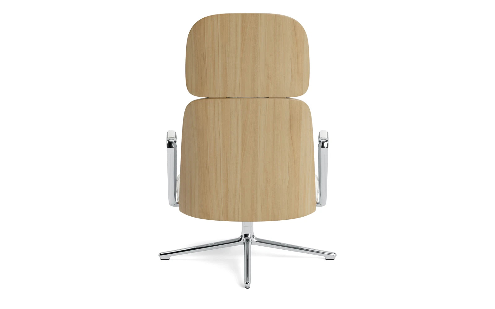 Entdecken Sie den Pad Lounge-Sessel hoch von Normann Copenhagen: Eleganz trifft auf Komfort mit edlem Eichenfurnier und flexiblem Drehgestell.