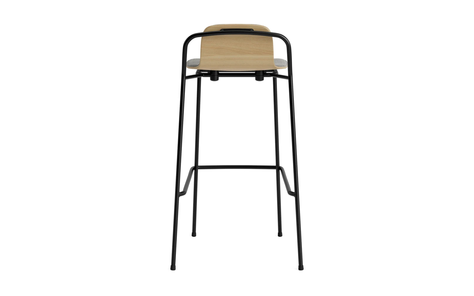 Moderner Barhocker mit 75 cm Höhe, schwarzem Polster und robustem Stahlrahmen, ideal für trendige Bars und Essbereiche.