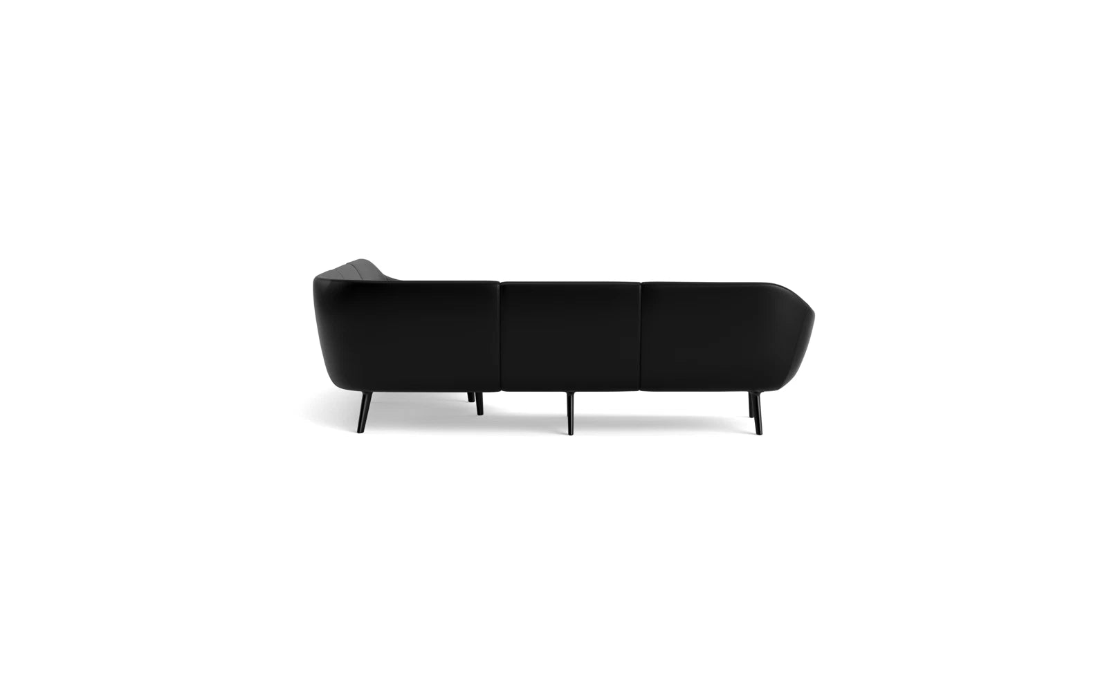 Entdecken Sie das Sum modulares Sofa 4-Sitzer Ecke von Normann Copenhagen, das mit seinem eleganten Design aus schwarzem Aluminium und hohem Komfort überzeugt.