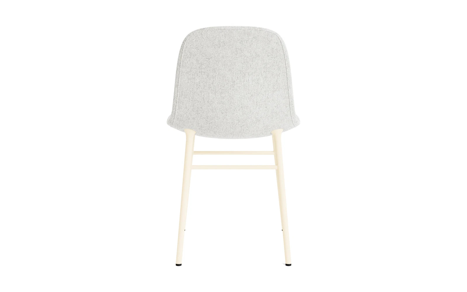 Moderner gepolsterter Form Stuhl in sanftem Creme, kombiniert mit einem robusten Stahlgestell – perfekt für zeitgemäße Einrichtungskonzepte.