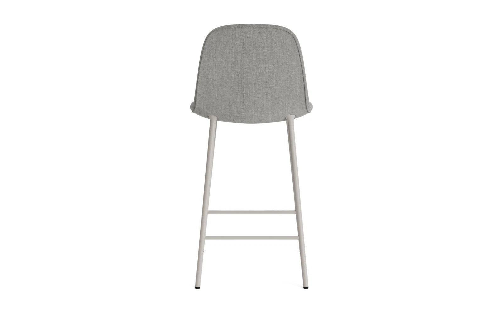 Eleganter Form Barstuhl in warmem Grau mit bequemer Polsterung und stabiler Stahlkonstruktion, perfekt für zeitgemäße Einrichtung.