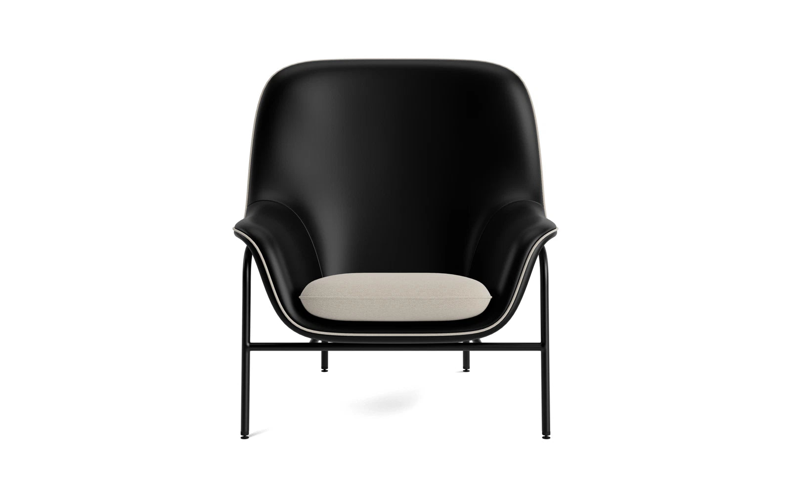 Moderner Drape Lounge-Sessel in hochglänzendem Schwarz, gefertigt aus robustem Stahl, ideal für stilvolle Entspannung und zeitgemäße Wohnräume.