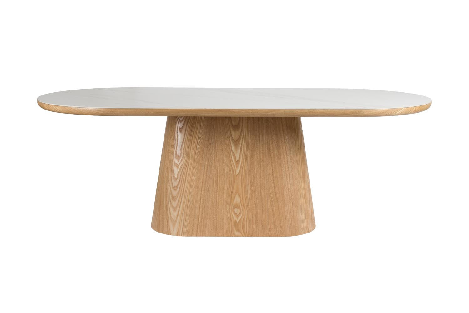 Eleganter ovaler Esstisch Almira von White Label Living, gefertigt aus robustem MDF, ideal für stilvolle Essbereiche und gesellige Zusammenkünfte.