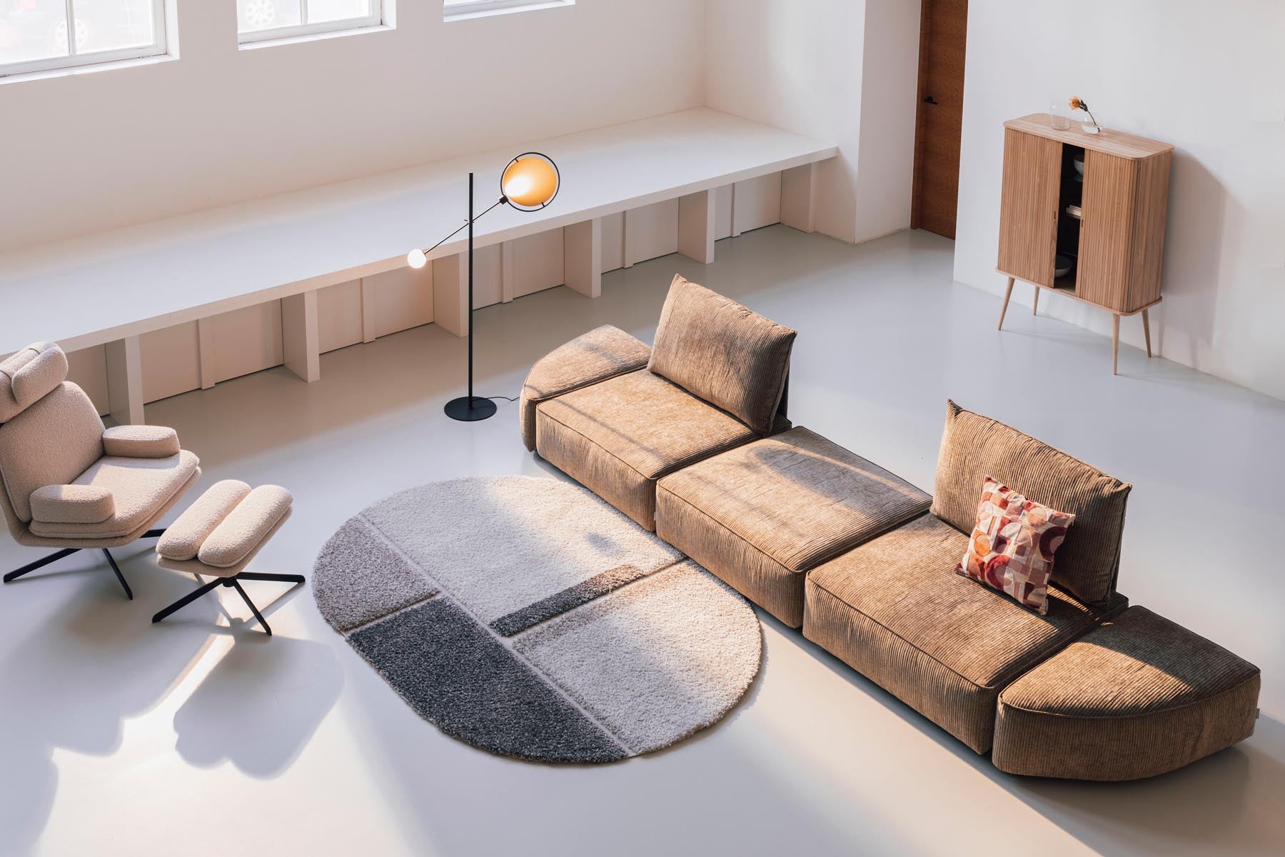 Sofa Element Hunter Pie Pouf links in Moss präsentiert im Onlineshop von KAQTU Design AG. Modulares Sofa ist von Zuiver