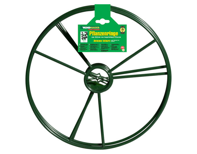 Drei WINDHAGER Pflanzenringe mit einem Durchmesser von 30 cm, ideal zur Unterstützung von Pflanzen im Garten, in ansprechendem Design.