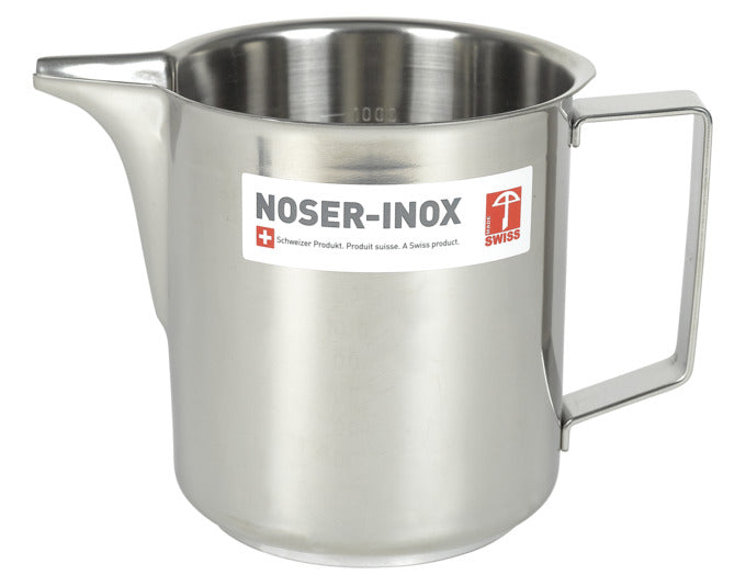 Eleganter NOSER Milchtopf aus Edelstahl, 1 Liter, Ø 11 cm, ideal für die Zubereitung von Milch und Saucen, hochwertig und funktional.