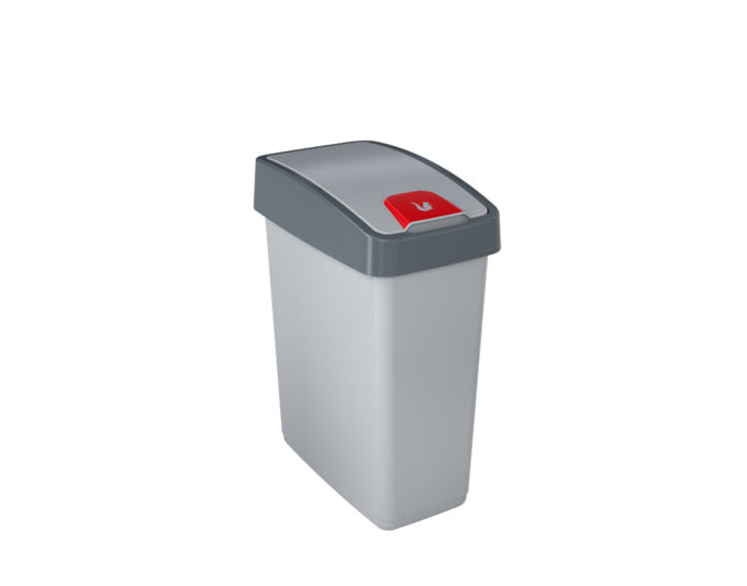 KEEEPER Abfalleimer in elegantem Silber, 25 l, mit großzügigen Maßen 47.5x39.5x24 cm, perfekt für effiziente Abfalltrennung und modernes Design.
