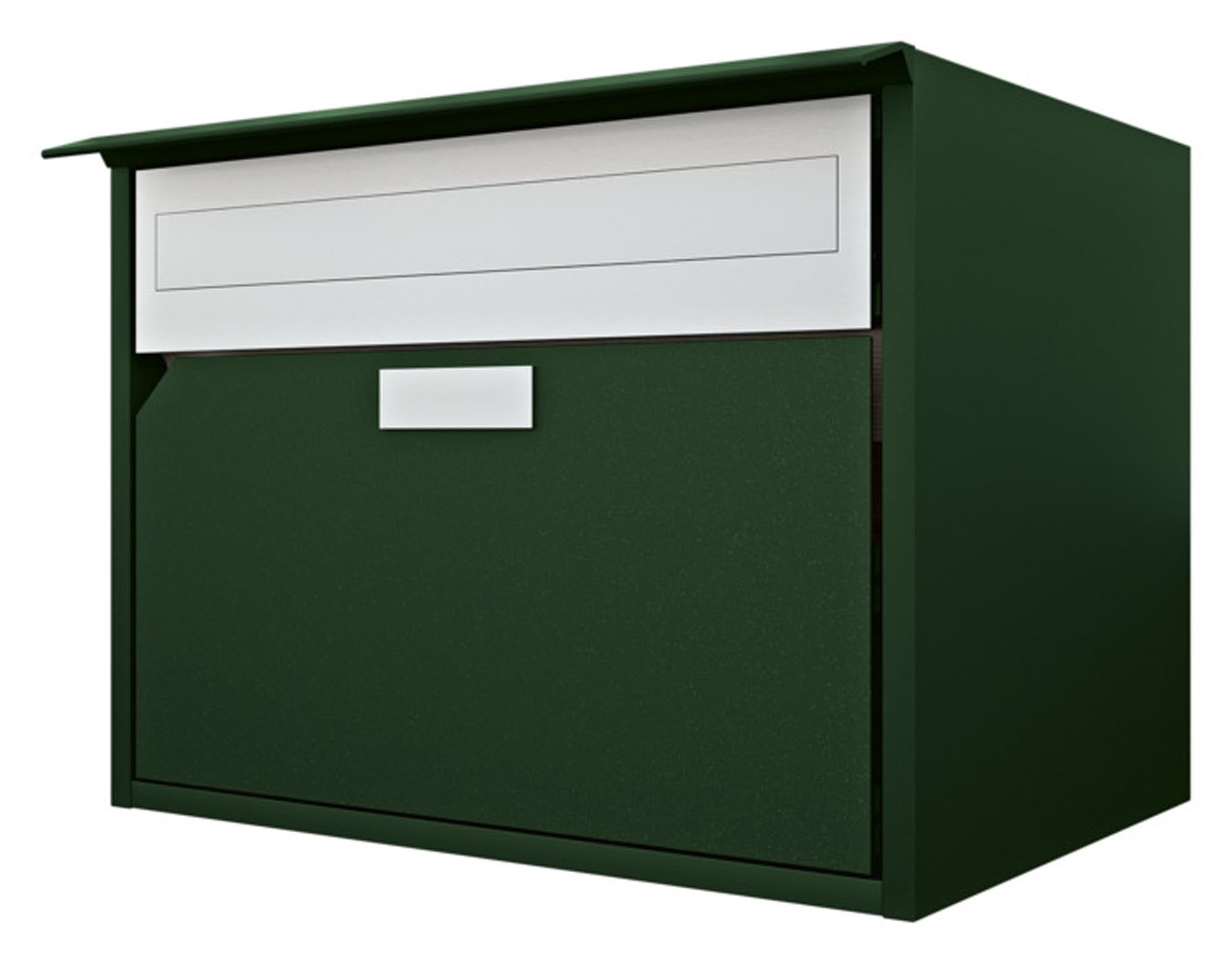 HUBER AG Briefkasten Alu 400 in edlem dunkelgrün metallic, funktional und stilvoll, mit integriertem Zeitungsfach für zusätzlichen Komfort.