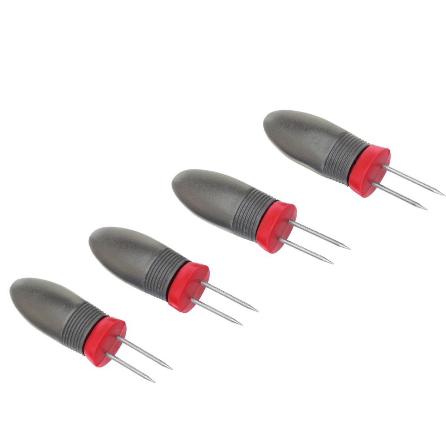 Vier praktische Maiskolbenhalter Spiky von Westmark, perfekt für den Grill, sorgen für sicheren Halt und sauberes Essen ohne Verbrennungen.