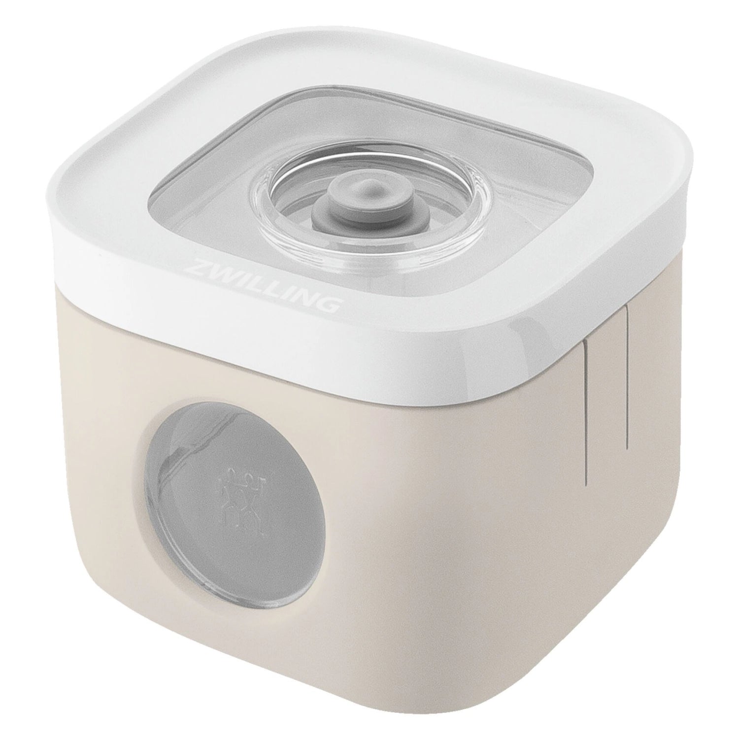 Elegante Vakuumbox Cube Cover S in Elfenbein Weiss von Zwilling, ideal für die frische und stilvolle Aufbewahrung von Lebensmitteln.
