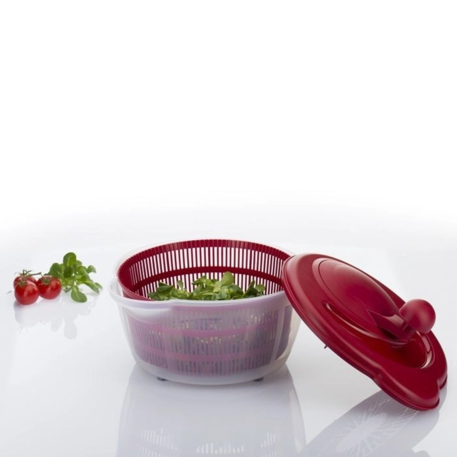 Salatschleuder Fortuna in Rot, 30x26x20 cm, 5 l, ideal zum schnellen und effektiven Abtropfen von Salat und Gemüse, praktisches Küchengerät von Westmark.