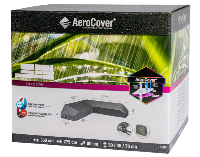 Robuste PLATINUM AEROCOVER Schutzhülle für L-Form Lounge, schützt optimal vor Witterungseinflüssen, Maße: 350x275x90xH30x45x70 cm.