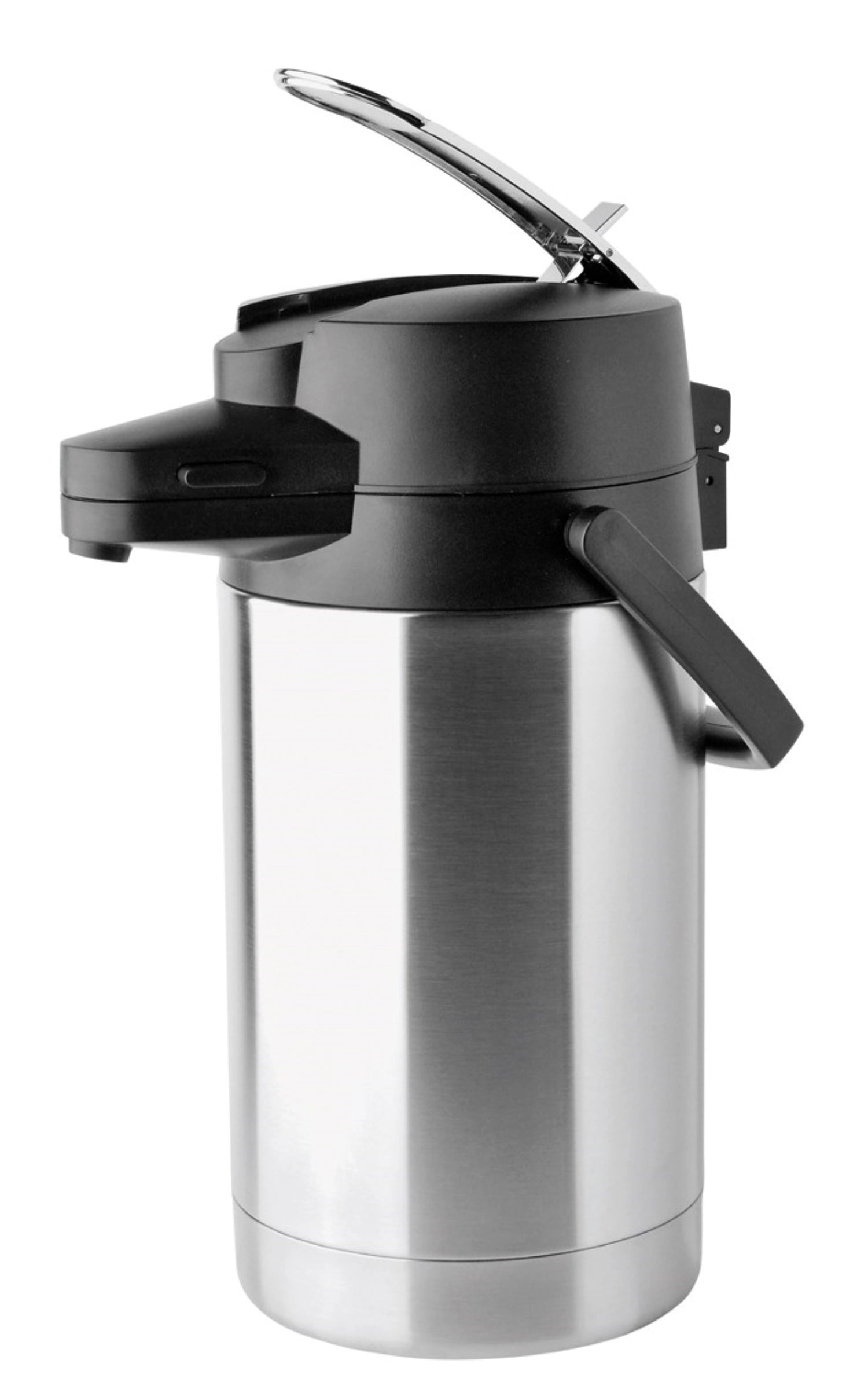 Isolierkanne 2.5L m. Tragegriff, nicht spülmaschinengeeignet in Silber präsentiert im Onlineshop von KAQTU Design AG. Trinkflasche ist von Helios