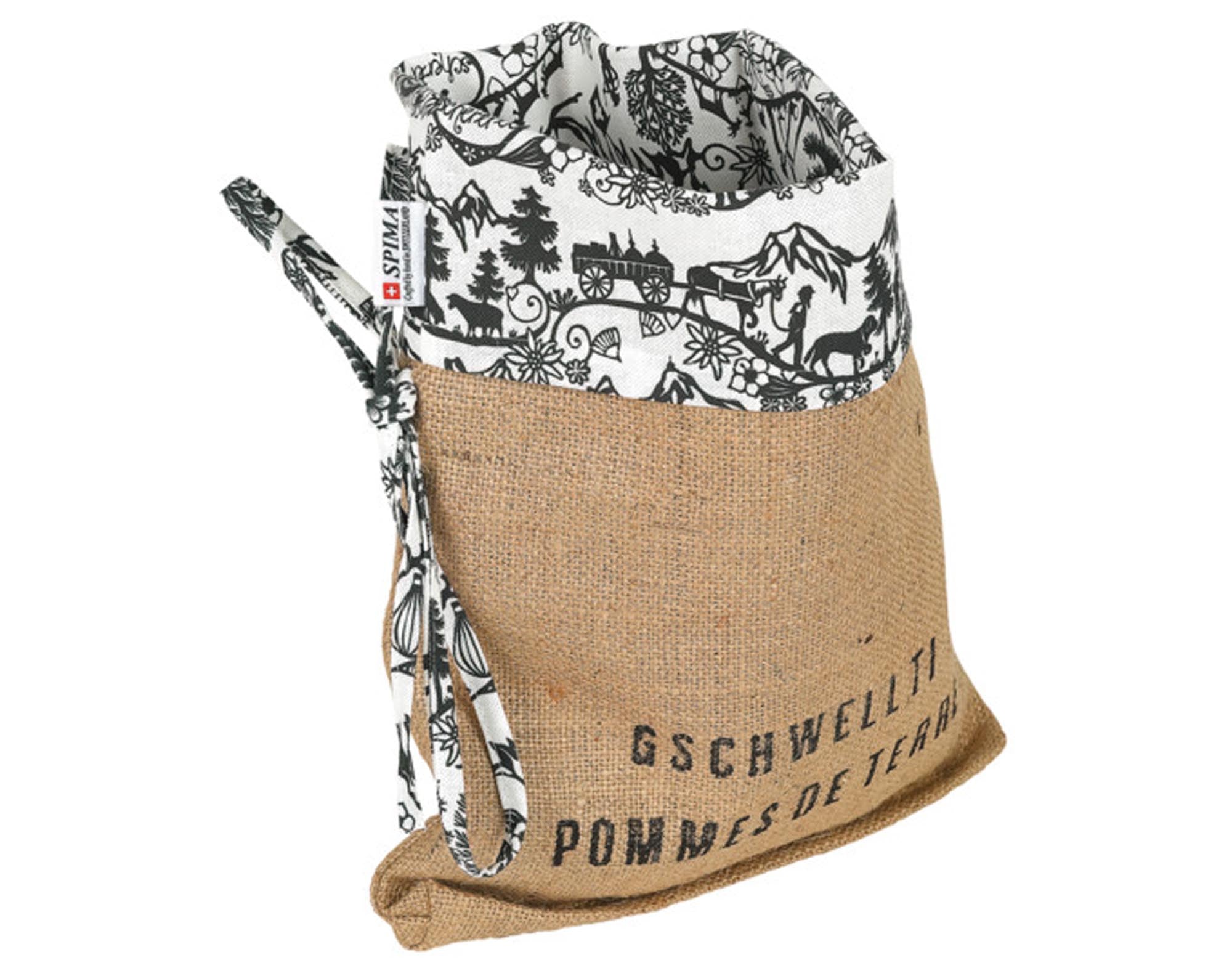Eleganter SPIMA Kartoffelsack im Scherenschnitt-Design, 25x34 cm, perfekt für die stilvolle Aufbewahrung von Kartoffeln und Gemüse.