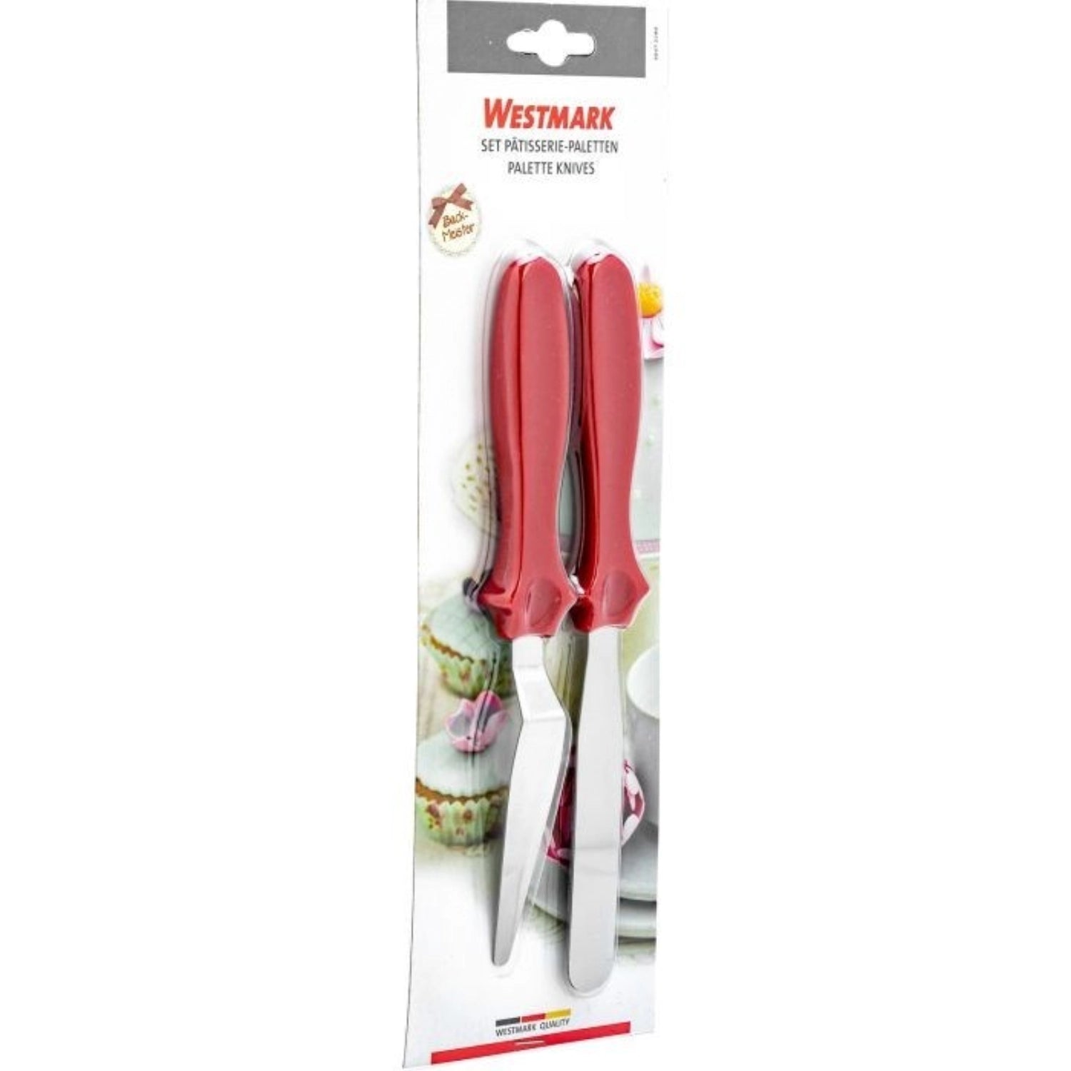 Zwei hochwertige Pâtisserie-Paletten von Westmark, ideal für das Dekorieren und Servieren von feinen Backwaren, aus strapazierfähigem Material.