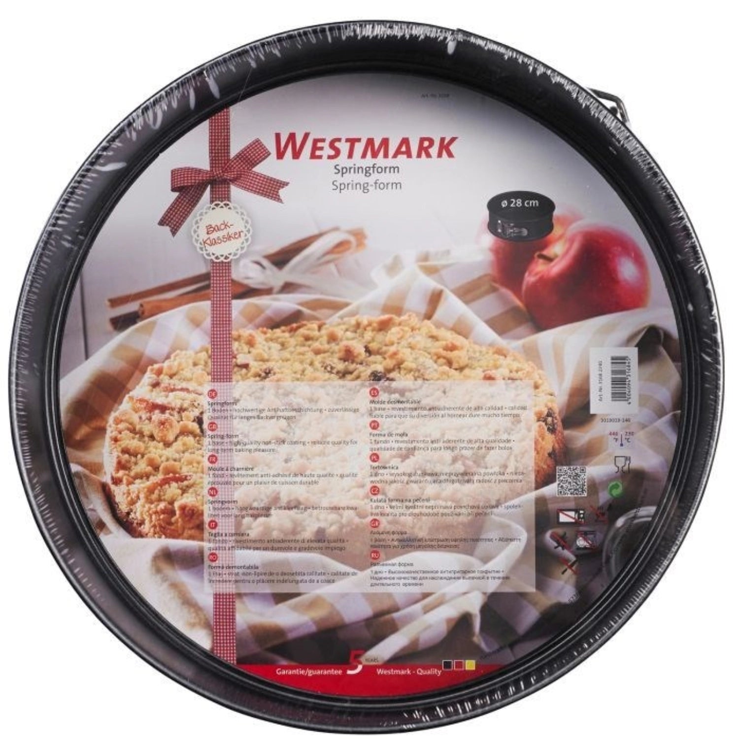 Praktische Springform von Westmark mit 28 cm Durchmesser, perfekt für Backliebhaber. Antihaftbeschichtung sorgt für müheloses Entformen.