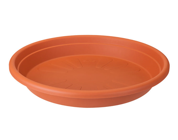 Runder Untersetzer von ELHO in terra, Ø 30 cm, ideal für Blumentöpfe. Schützt Oberflächen und verleiht Pflanzen einen stilvollen Halt.