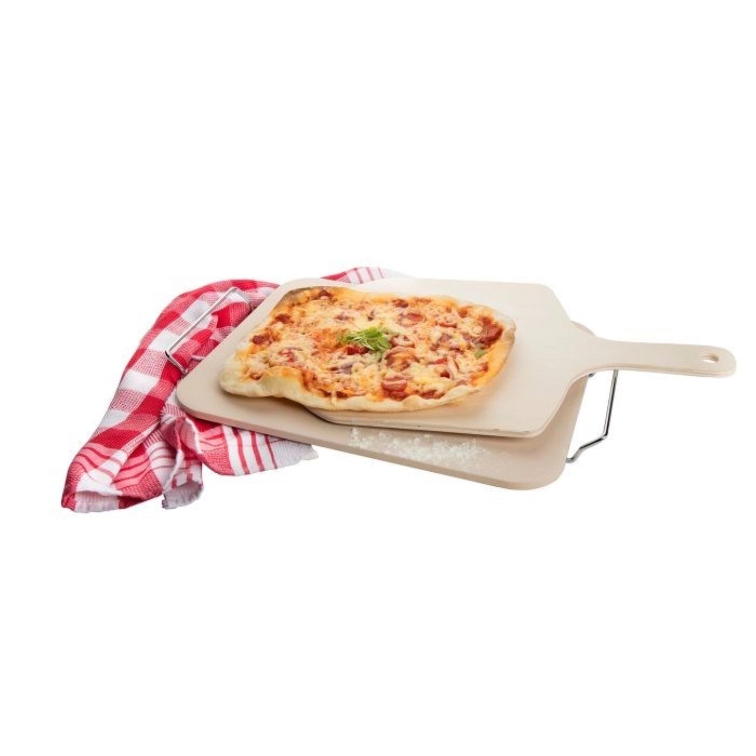 Eckiger Pizzastein aus Keramik, 38x33 cm, ideal für perfekte Pizzaböden und knusprige Backergebnisse, von Westmark.
