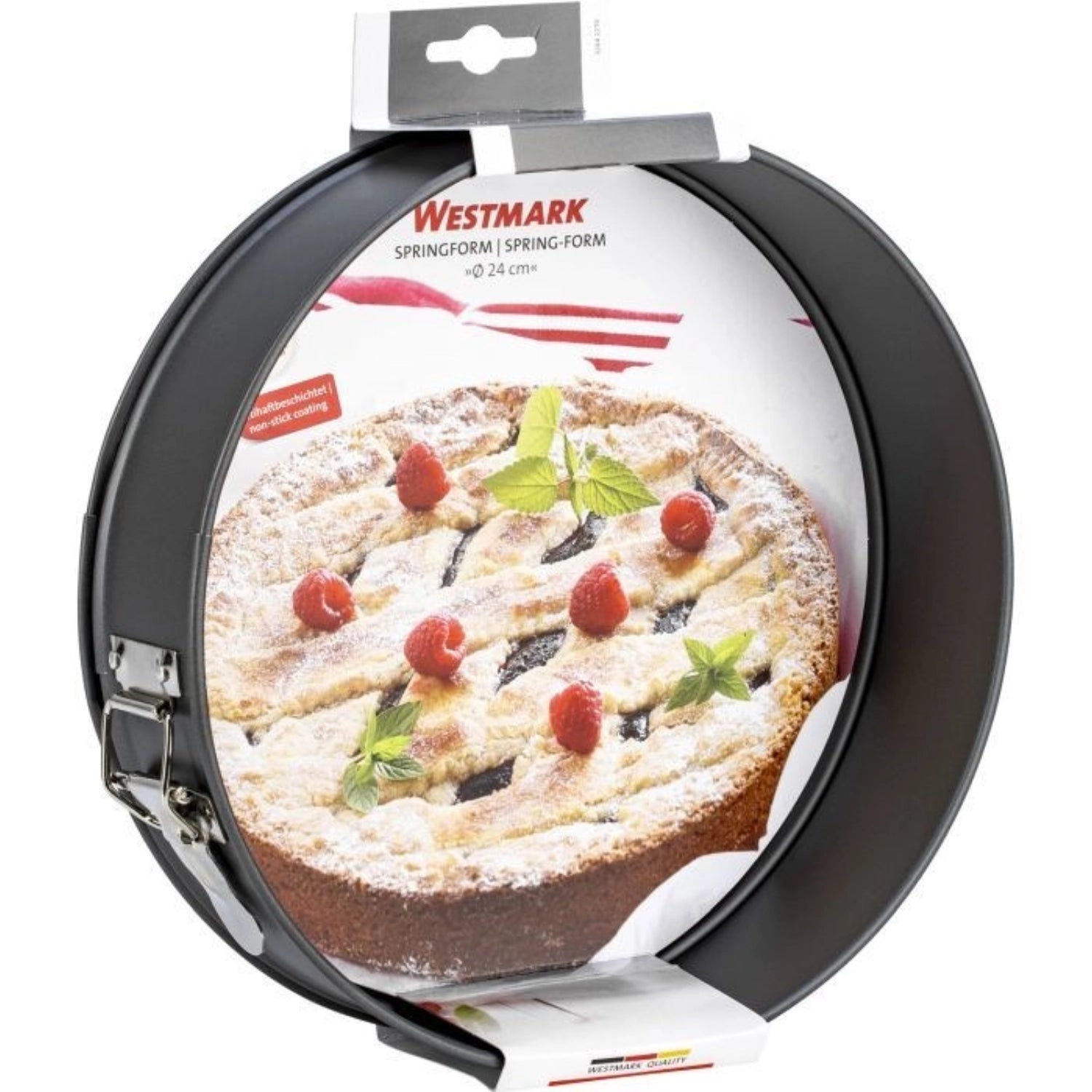 Westmark Backmeister Springform D24cm, ideal für Kuchen und Torten, ausgestattet mit einer hochwertigen Antihaftbeschichtung für müheloses Backen.