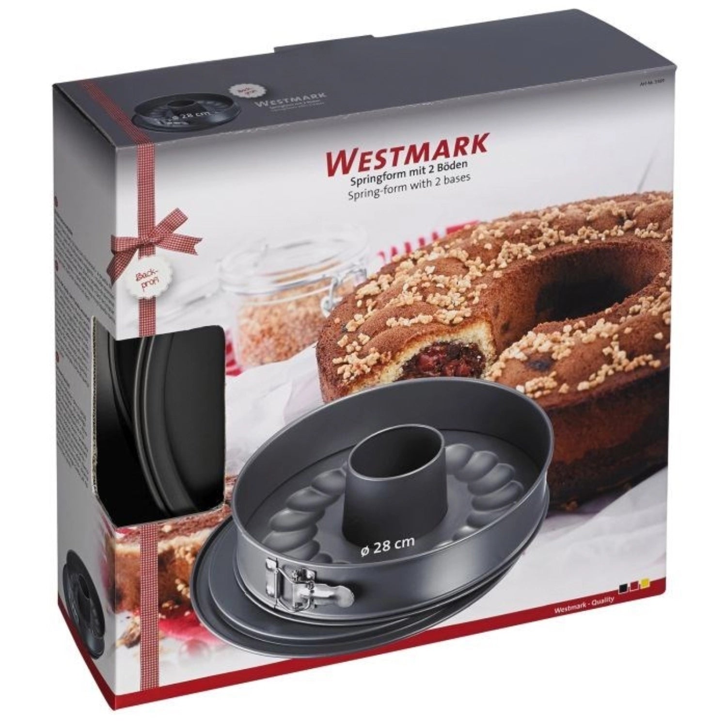 Die Westmark Backprofi Springform D28cm mit zwei Böden bietet eine praktische Antihaftbeschichtung für müheloses Backen und einfache Reinigung.