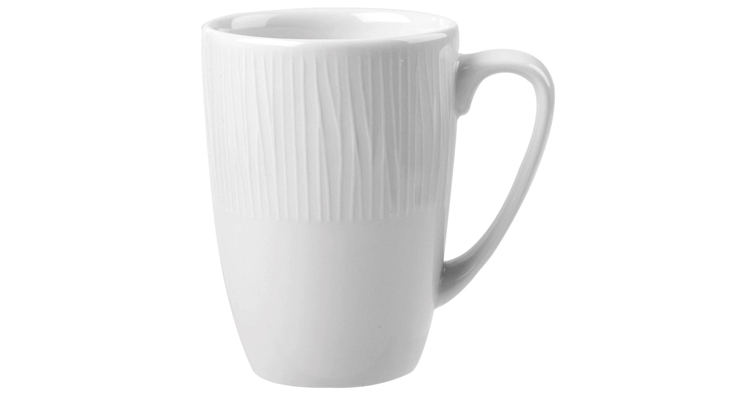 Hochwertiger Bamboo White Becher mit Henkel, 34cl, von Churchill. Perfekt für Kaffee oder Tee, vereint modernes Design mit Nachhaltigkeit.