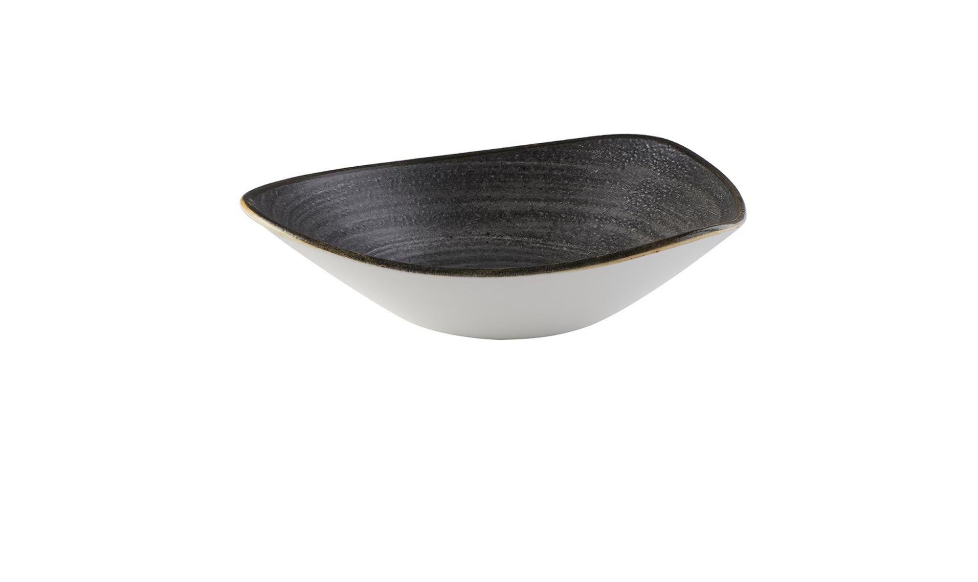 Tiefer Stonecast Raw Black Triangel Teller von Churchill, 23,5 cm, mit einzigartiger, rustikaler Oberfläche und modernem Design.