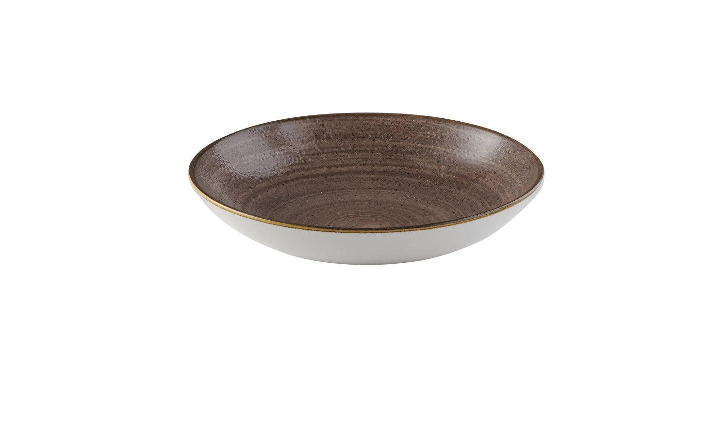 Eleganter, tiefen Coupe Teller in natürlichem Raw Brown von Stonecast, 18.2 cm, perfekt für kreative Anrichte und ansprechende Servierideen.