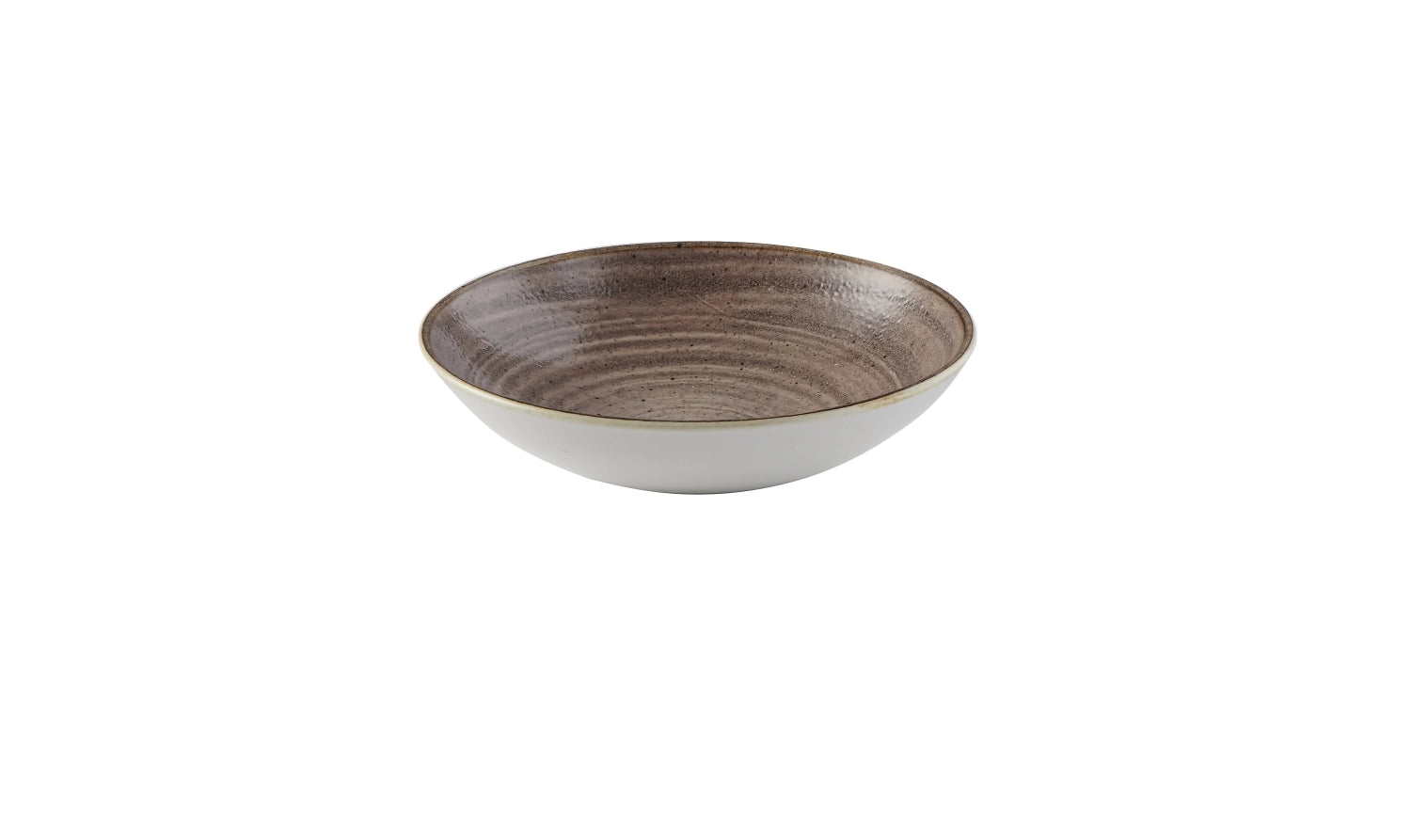 Eleganter, tiefen Coupe Teller in natürlichem Raw Brown von Stonecast, 24.8 cm, perfekt für kreative Anrichte und besondere Anlässe.